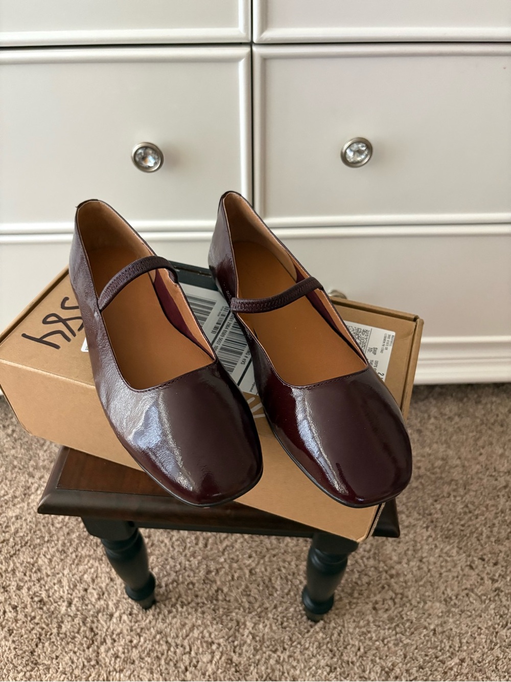 Madewell leather Glossy Burgundy Mary Jane Flats